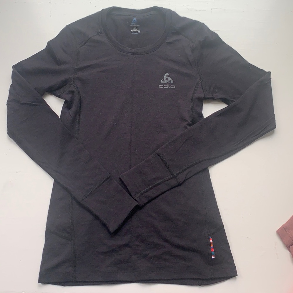Odlo women’s merino wool base layer top black XS